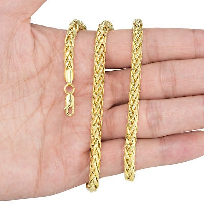 Pre-owned Nuragold 10k Yellow Gold 5mm Palm Wheat Foxtail Franco Round Spiga Chain Necklace 16"