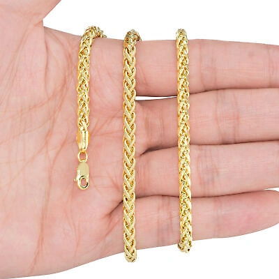 Pre-owned Nuragold 10k Yellow Gold 4mm Palm Wheat Foxtail Franco Round Spiga Chain Necklace 30"