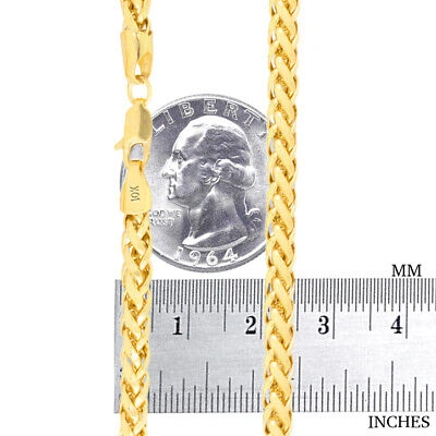 Pre-owned Nuragold 10k Yellow Gold 4mm Palm Wheat Foxtail Franco Round Spiga Chain Necklace 30"