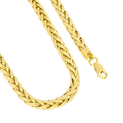 Pre-owned Nuragold 10k Yellow Gold 5mm Palm Wheat Foxtail Franco Round Spiga Chain Necklace 16"