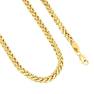 Pre-owned Nuragold 10k Yellow Gold 4mm Palm Wheat Foxtail Franco Round Spiga Chain Necklace 30"