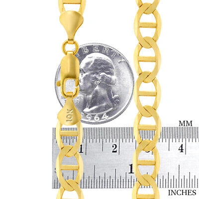 Pre-owned Nuragold 10k Yellow Gold Solid Mens 9mm Mariner Anchor Link Chain Pendant Necklace 22"