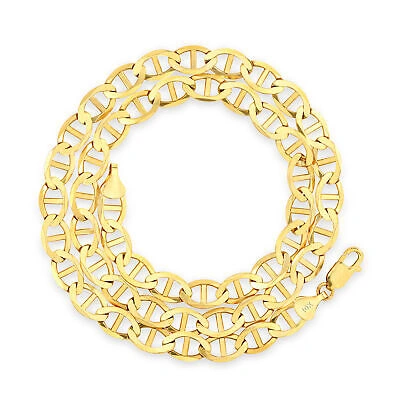 Pre-owned Nuragold 10k Yellow Gold Solid Mens 9mm Mariner Anchor Link Chain Pendant Necklace 22"