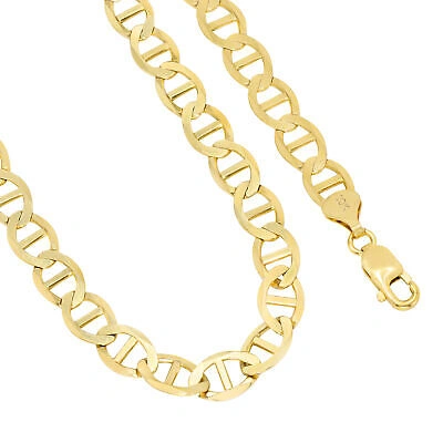 Pre-owned Nuragold 10k Yellow Gold Solid Mens 9mm Mariner Anchor Link Chain Pendant Necklace 22"