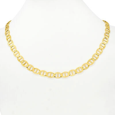 Pre-owned Nuragold 10k Yellow Gold Solid Mens 9mm Mariner Anchor Link Chain Pendant Necklace 22"