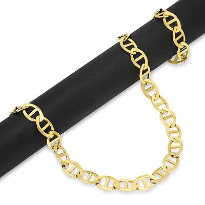 Pre-owned Nuragold 10k Yellow Gold Solid Mens 9mm Mariner Anchor Link Chain Pendant Necklace 22"