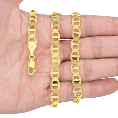 Pre-owned Nuragold 10k Yellow Gold Solid Mens 7.5mm Mariner Anchor Link Chain Pendant Necklace 20"