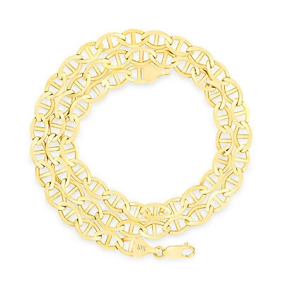 Pre-owned Nuragold 10k Yellow Gold Solid Mens 7.5mm Mariner Anchor Link Chain Pendant Necklace 20"