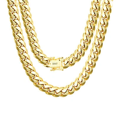 Pre-owned Nuragold 10k Yellow Gold Solid Mens 9mm Miami Cuban Link Chain Bracelet Box Clasp 8.5"