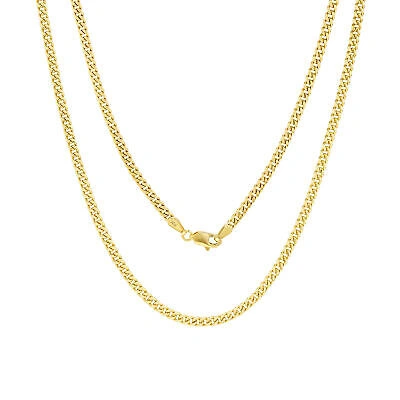 Pre-owned Nuragold 10k Yellow Gold Mens 3mm Miami Cuban Link Chain Italian Pendant Necklace 28"