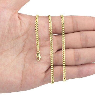 Pre-owned Nuragold 10k Yellow Gold Mens 3mm Miami Cuban Link Chain Italian Pendant Necklace 28"