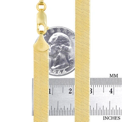Pre-owned Nuragold 10k Yellow Gold Solid Womens 8mm High Polish Silk Herringbone Chain Necklace 16"