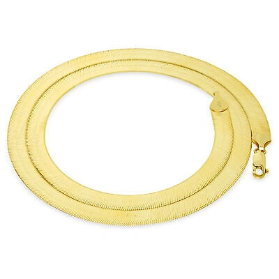Pre-owned Nuragold 10k Yellow Gold Solid Womens 8mm High Polish Silk Herringbone Chain Necklace 16"