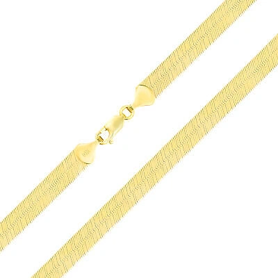 Pre-owned Nuragold 10k Yellow Gold Solid Womens 8mm High Polish Silk Herringbone Chain Necklace 16"