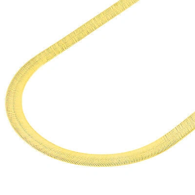 Pre-owned Nuragold 10k Yellow Gold Solid Womens 8mm High Polish Silk Herringbone Chain Necklace 16"