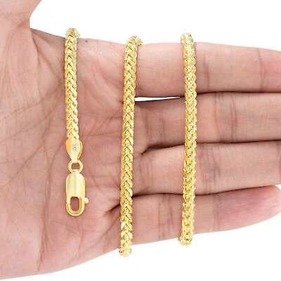 Pre-owned Nuragold 10k Yellow Gold Solid 4mm Mens Diamond Cut Franco Spiga Wheat Chain Necklace 28"