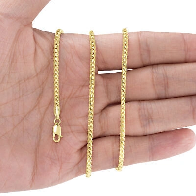 Pre-owned Nuragold 10k Yellow Gold Solid 2.2mm Womens Franco Diamond Cut Wheat Chain Necklace 16"
