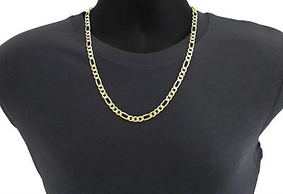 Pre-owned Nuragold 10k Yellow Gold Solid Mens 8mm Italian Figaro Link Chain Pendant Necklace 30"