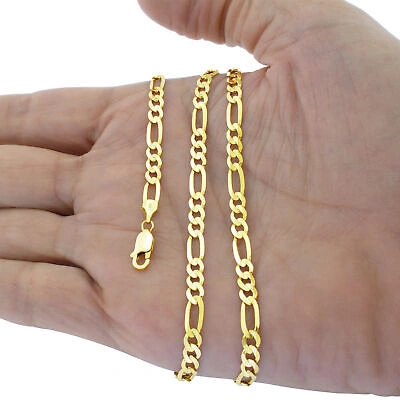 Pre-owned Nuragold 10k Yellow Gold Solid Mens 5.5mm Italian Figaro Link Chain Pendant Necklace 28"
