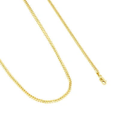 Pre-owned Nuragold 10k Yellow Gold Solid 2.2mm Womens Franco Diamond Cut Wheat Chain Necklace 16"