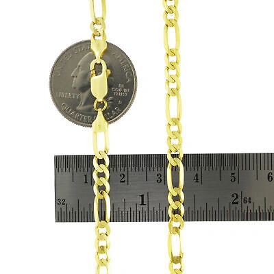 Pre-owned Nuragold 10k Yellow Gold Solid Mens 5.5mm Italian Figaro Link Chain Pendant Necklace 28"