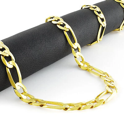 Pre-owned Nuragold 10k Yellow Gold Solid Mens 8mm Italian Figaro Link Chain Pendant Necklace 30"