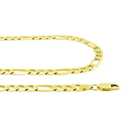 Pre-owned Nuragold 10k Yellow Gold Solid Mens 8mm Italian Figaro Link Chain Pendant Necklace 30"