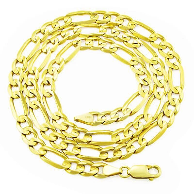 Pre-owned Nuragold 10k Yellow Gold Solid Mens 8mm Italian Figaro Link Chain Pendant Necklace 30"