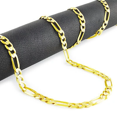Pre-owned Nuragold 10k Yellow Gold Solid Mens 5.5mm Italian Figaro Link Chain Pendant Necklace 28"