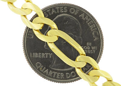 Pre-owned Nuragold 10k Yellow Gold Solid Mens 8mm Italian Figaro Link Chain Pendant Necklace 30"