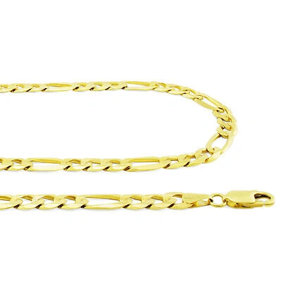 Pre-owned Nuragold 10k Yellow Gold 8mm Wide Figaro Chain Italian Link Pendant Necklace Mens 28"
