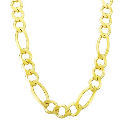 Pre-owned Nuragold 10k Yellow Gold 9mm Wide Figaro Chain Italian Link Pendant Necklace Mens 28"