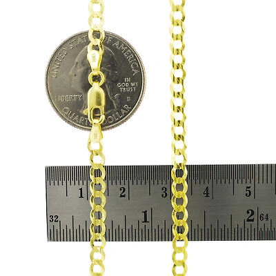 Pre-owned Nuragold 10k Yellow Gold 4mm Women Solid Curb Cuban Chain Link Italian Necklace 16"