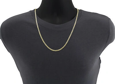 Pre-owned Nuragold 10k Yellow Gold 4mm Women Solid Curb Cuban Chain Link Italian Necklace 16"