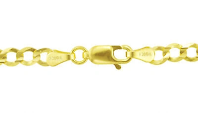 Pre-owned Nuragold 10k Yellow Gold 4mm Women Solid Curb Cuban Chain Link Italian Necklace 16"