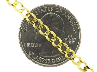 Pre-owned Nuragold 10k Yellow Gold 4mm Women Solid Curb Cuban Chain Link Italian Necklace 16"