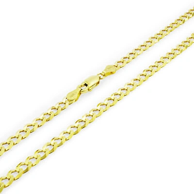 Pre-owned Nuragold 10k Yellow Gold 4mm Women Solid Curb Cuban Chain Link Italian Necklace 16"