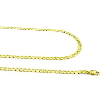 Pre-owned Nuragold 10k Yellow Gold 4mm Women Solid Curb Cuban Chain Link Italian Necklace 16"