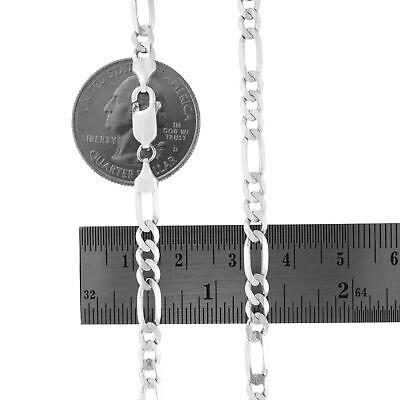 Pre-owned Nuragold 10k White Gold Solid Mens 5.5mm Italian Figaro Link Chain Pendant Necklace 26"