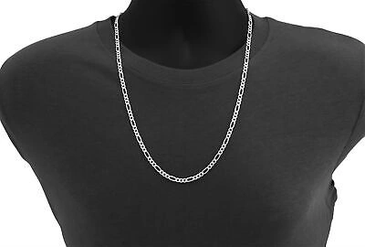 Pre-owned Nuragold 10k White Gold Solid Mens 5.5mm Italian Figaro Link Chain Pendant Necklace 26"