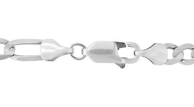 Pre-owned Nuragold 10k White Gold Solid Mens 5.5mm Italian Figaro Link Chain Pendant Necklace 26"