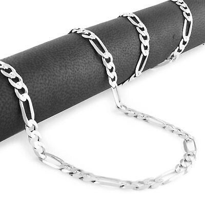 Pre-owned Nuragold 10k White Gold Solid Mens 5.5mm Italian Figaro Link Chain Pendant Necklace 26"
