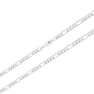 Pre-owned Nuragold 10k White Gold Solid Mens 5.5mm Italian Figaro Link Chain Pendant Necklace 26"