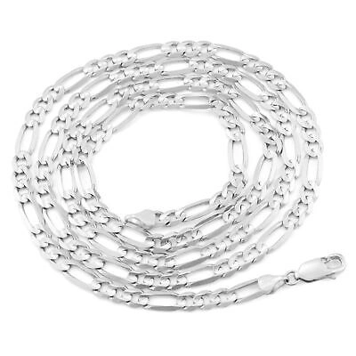 Pre-owned Nuragold 10k White Gold Solid Mens 5.5mm Italian Figaro Link Chain Pendant Necklace 26"
