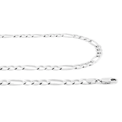 Pre-owned Nuragold 10k White Gold Solid Mens 6.5mm Italian Figaro Link Chain Pendant Necklace 24"