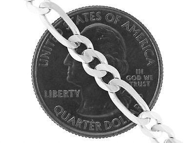 Pre-owned Nuragold 10k White Gold Solid Mens 5.5mm Italian Figaro Link Chain Pendant Necklace 26"