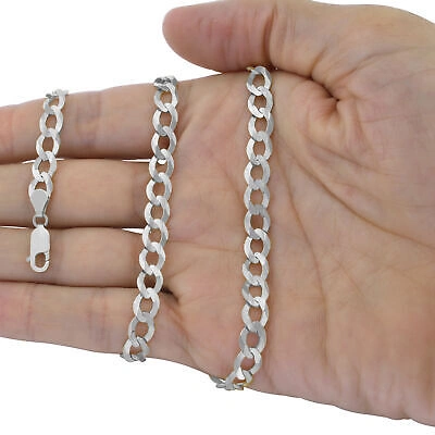 NURAGOLD Pre-owned Solid 10k White Gold 7mm Cuban Curb Chain Link Mens Necklace Italian Made 24"