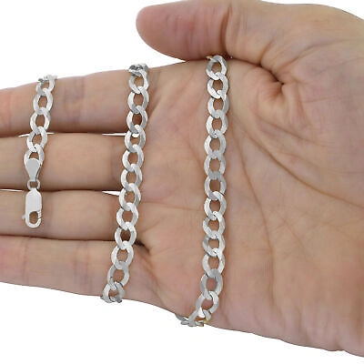 Pre-owned Nuragold Solid 10k White Gold 7mm Cuban Curb Chain Link Mens Necklace Italian Made 26"