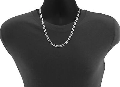 Pre-owned Nuragold Solid 10k White Gold 7mm Cuban Curb Chain Link Mens Necklace Italian Made 26"