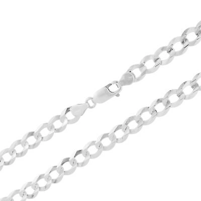 NURAGOLD Pre-owned Solid 10k White Gold 7mm Cuban Curb Chain Link Mens Necklace Italian Made 24"